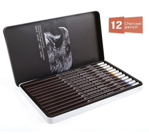 Superior 12pcs Professional Hard Medium Soft Sketch Charcoal Bleistifte Zeichnen von Bleistiften für Schulstandardstifte Kunstbedarf3749725