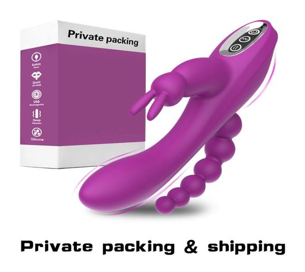 3 IN1 Rabbit Vibrator Sex Toys for Women GSpot vagina clitóris estimulador de vibrador anal vibrador de fêmeas adultos para casais Y8641751