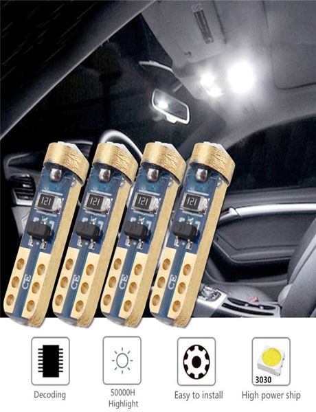 10pcs Canbus -Fehler T5 1 SMD 3030 LED -Auto Auto Readge Wedge Side Glühbirnen Lampe Dash Board Instrument Weißes Auto Styling9449669