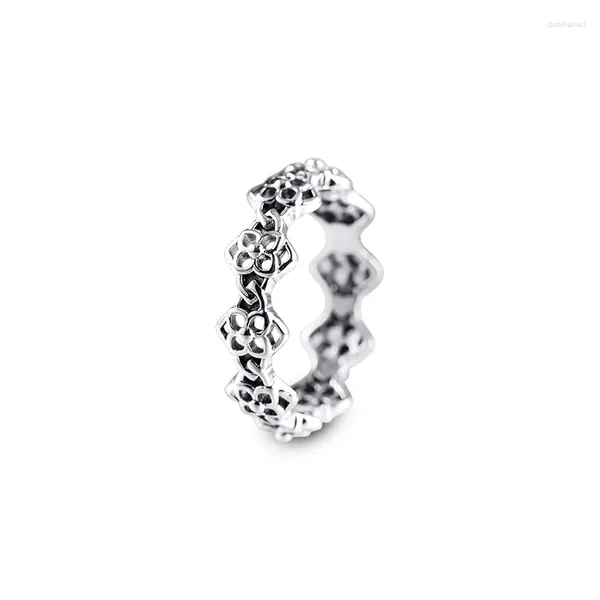 Clusterringe Authentische 925 Sterling Silber Schmuck Rosenblätter Band Ring für Frauen Geschenk Mode