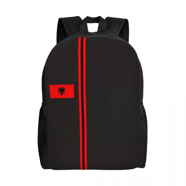 Backpack Albania Flag Stripe Laptop Women Men Casual Bookbag per le borse patriottiche albanesi della scuola universitaria
