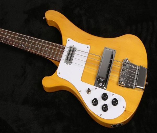 Левая рука 4 струны натуральные желтые 4003 Bass Yellow Lefty Electric Bass Guitar Gratword Dots Mop Inlay Ric China Bass9038243
