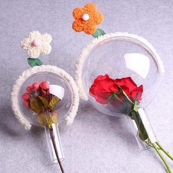 Geschenkverpackung 1pc Acryl transparent Bobo Bubble Ball klare Plastikkugeln Hochzeits Geburtstag Valentinstag Blumenbox