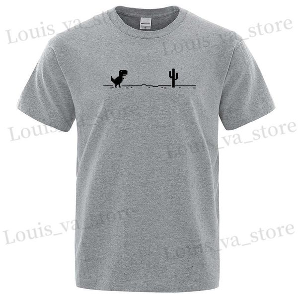 Camisetas masculinas camisetas masculinas cactos de dinossauros impressos Camiseta de algodão de verão para homens camisetas de pescoço o-pescoço