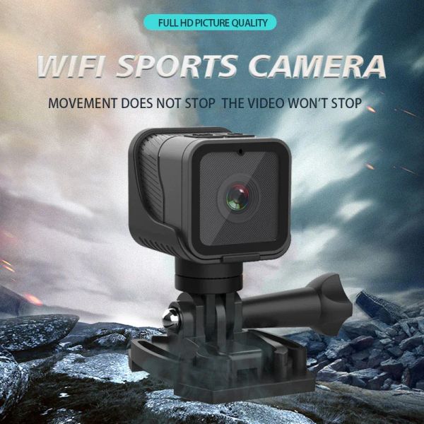 Telecamere HD 1080p Action Camera WiFi 12MP Waterproof Helmet Underwater Action fotocamera con microfono incorporato Video Registrazione webcam