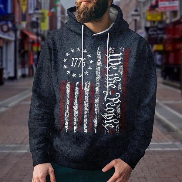 Erkek Hoodies Pullover Kapşonlu Sweatshirt Desen Baskı Mektubu Şerit Günlük Spor Eğlence 3D Street Giyim Tasarımı