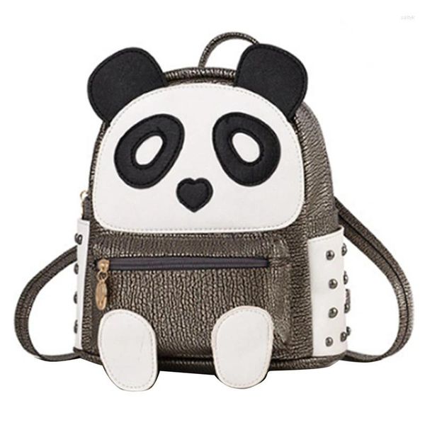 Rucksack Frauen Teenager Mädchen Panda Book Tasche Rivet Mini Casual Umhängetaschen