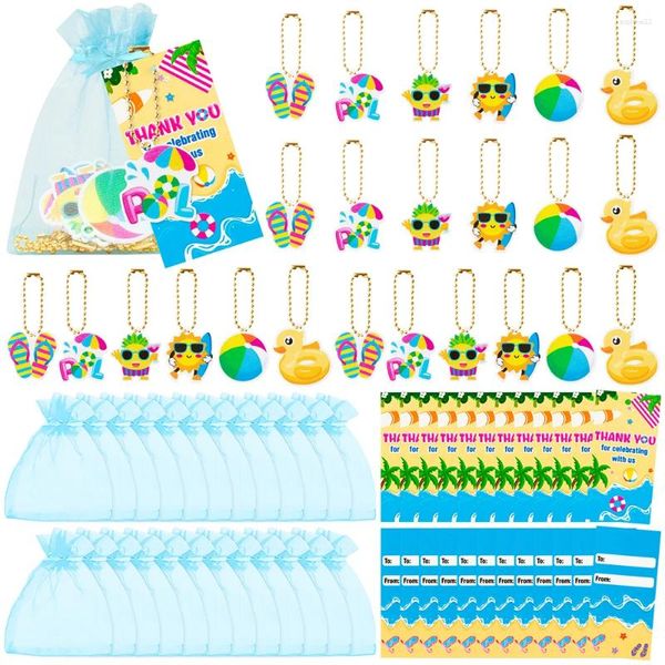 Geschenkverpackung 72pcs Sommer Schlüsselketten Tasche Set Schwimmbad/Wassermelone Dank Tag Sunshine Beach Drink für Babyparty Hochzeit Geburtstag