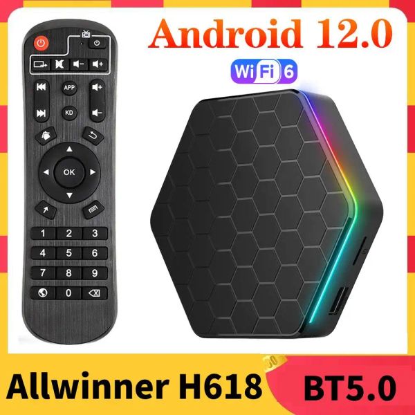 Caixa novo Android 12 TV Box 4K Media Player Android 12.0 4 GB RAM 64 GB ROM ALLWINNER H618 Caixa superior BT5.0 USB3.0 Dual WiFi 2G16G