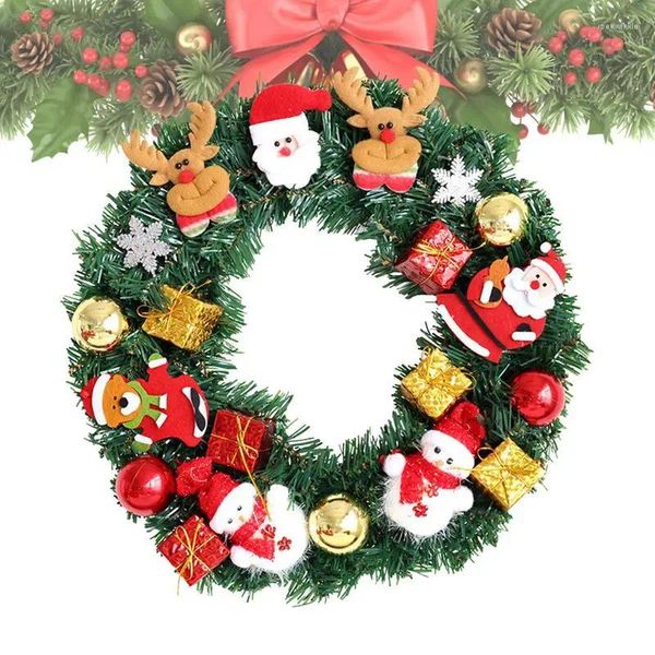 Flores decorativas 40 cm de boneco de neve corajas de Natal Garland Papai Noel para a lareira da porta da parede da janela