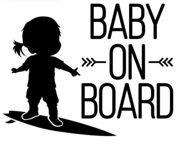 1512 cm Neuankömmlinge Baby an Bord Schild Surfing Car Sticker Mädchen Kunstwagen Aufkleber Ca5834816188