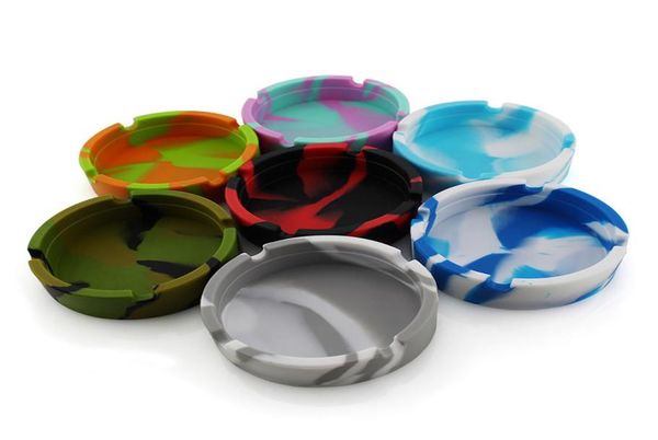 Silicone Silicone Ashtray redonda luminosa mini bandeja de cinzas portátil antiscalding titular de cigarro em casa Crafts Acessórios para fumantes8902296