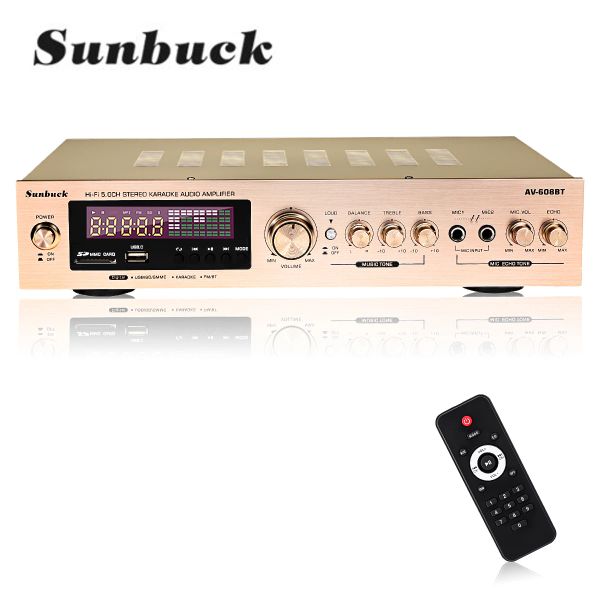 Amplificador Sunbuck 2000W 220V 110V Bluetooth 5.0 Audio Power Amplifier Home Theatre Amplificador Audio com controle remoto Suporte