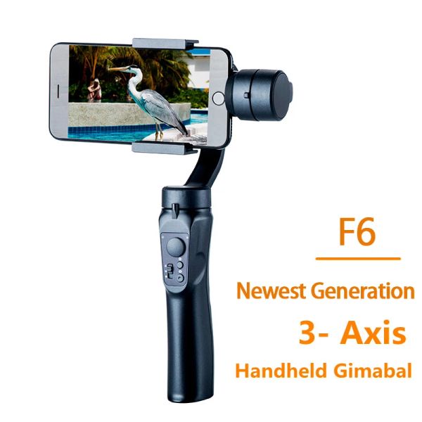 Gimbal F6 3 eixos USB Charging Video Record Suporte Support Universal Ajustável Direção Handheld Câmera Gimbal Smartphone Estabilizador PK H4