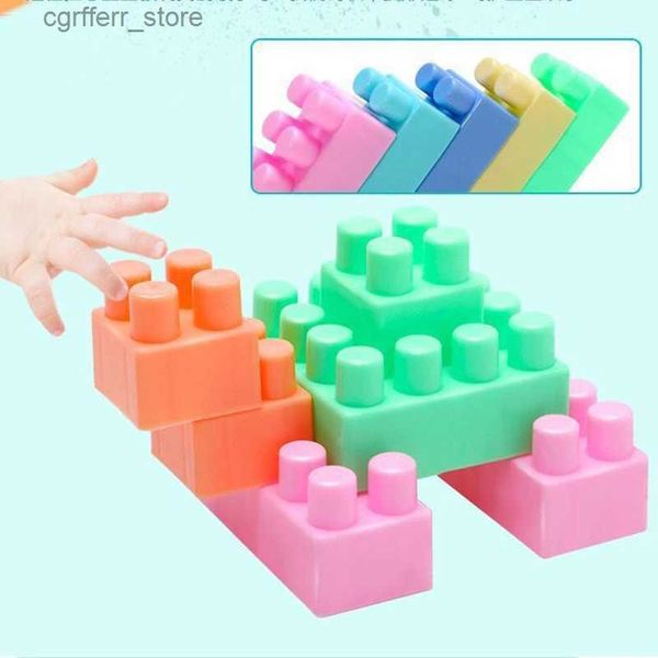 Baby Bath Toys Baby Rubber Big Size Bricks Bricks Toys Diy Blocos de construção Big Brick Educacional Educacional Grandes tijolos macios Banho de brinquedo para criança L48