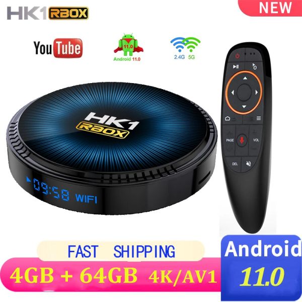 Caixa HK1 RBOX W2 Caixa de TV Android 11 amlogic S905W2 4GB 64GB 2G/5G Dual WiFi 4K HD AV1 BT YouTube Google Media Player Smart TVBox 2G16G