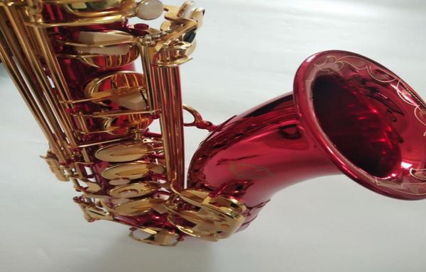 2020 Suzuki Red New Hand Esculpou Flores esculpidas Saxofone Tenor Brass Music Instruments EB Tune Sax com caixa e bocal4443920