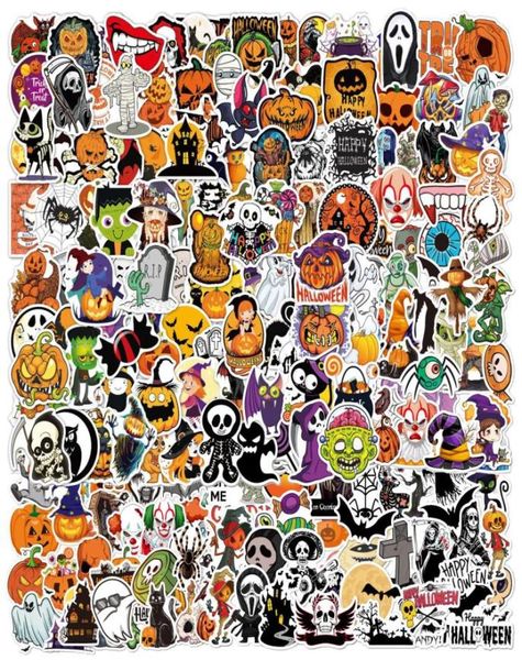 50pcs adesivos de halloween múltiplos estilos pacote para a parede de guitarra de guitarra de guitarra de guitarra de parede de parede de parede de laptop Lapgage Skateboard Phone Diy Stick8206623