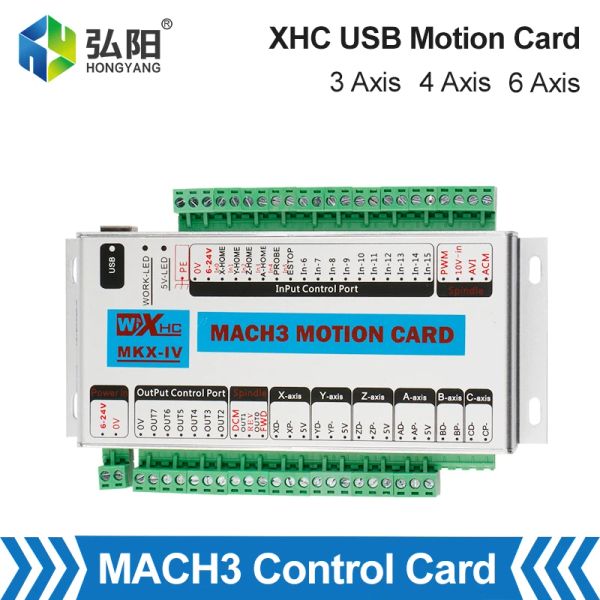 Controller XHC Mach3 Breakout Board CNC Controller 3 4 6AXIS USB Motion Control Card 2MHz Support Windows 7, 10 Support Step Servo Motor