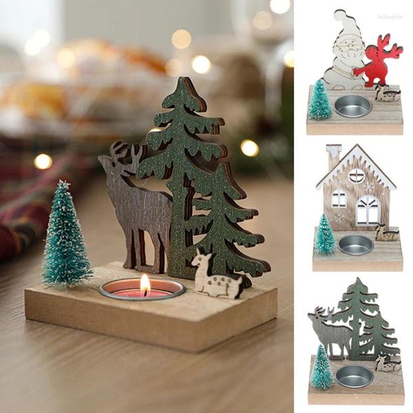 Candele in stile Nordic Style Chalet Window Tabella Decorazione Squisita Porta trasversale di Babbo Natale Elk