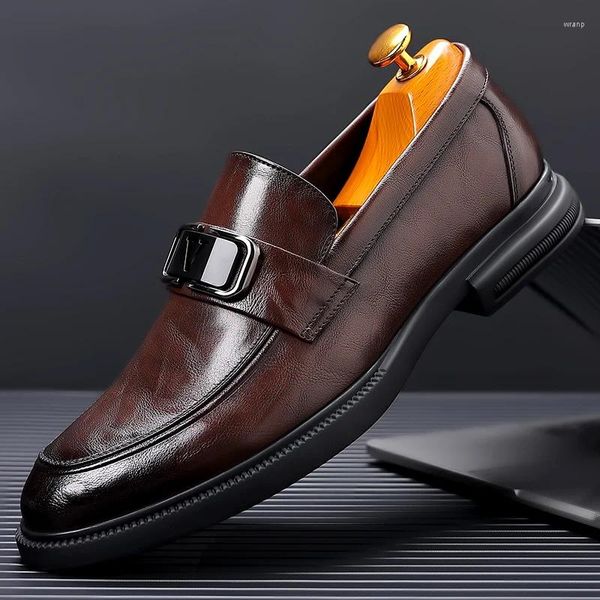 Scarpe da vestito waerta di alta qualità da uomo in pelle formale festa di lusso da incontri maschi maschio bruno oxford mocassini commerciali