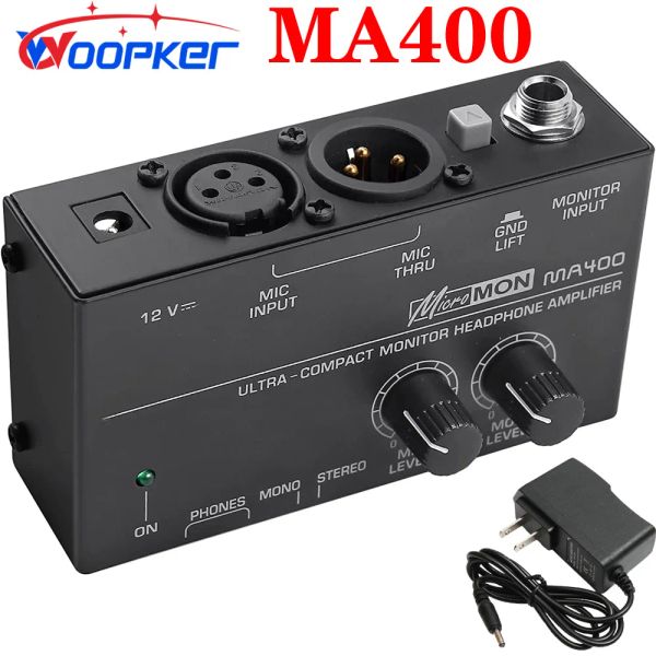 Amplificador MA400 Microfone de pré -amplificador PRESAMPONELO PRESAMPONEIDOR Mixer de monitor pessoal com fonte de alimentação de 12V plug plug ue plug