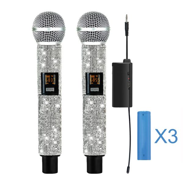 Microfoni che HeikuDing wireless microfono universale cristallo microfamico microfono dinamico per karaoke cantare il discorso del partito con batteria ricaricabile