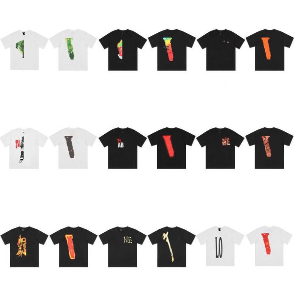 VL One Shirt Sommer T-Shirt Herren T-Shirts Hip Hop Streetwear Trend Marke Kurzarm T-Shirt Große V-Buchstaben Mode Kurzärmel-Top-Luxus-T-Shirt für Männer Designer