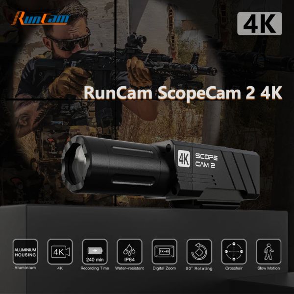 Kameras Runcam Scope Cam 2 4K Airsoft Camera Digital Zoom Customized Crosshair