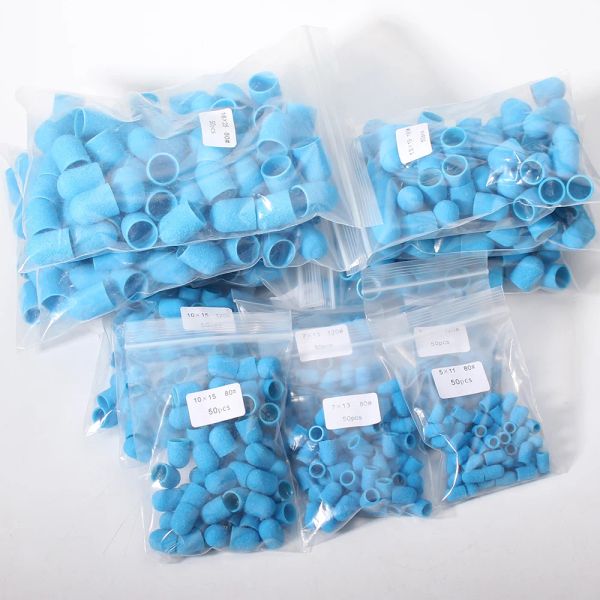 BITS 50pcs blu tappi per unghie per perforazione per unghie Bip 5 dimensioni per la lucidala art rotazione Rimuovere le barate vola accessori per attrezzatura manicure