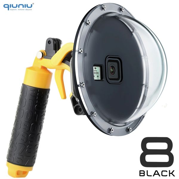 Telecamere Qiuniu 6 '' Porta a cupola immersione Casi di alloggi impermeabili per alloggiamento pistola Float Grip per GoPro Hero 8 Black Go Pro 8 Accessori