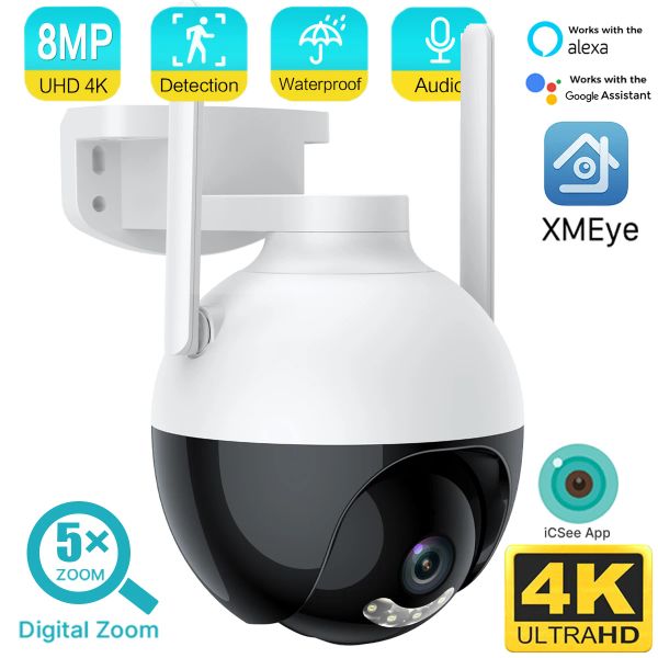 CAMERA 4K 8MP Wifi PTZ IP Camera 5x Zoom Digital AI Tracciamento automatico Visione Night Vision Wireless CCTV Street Surveillance Video