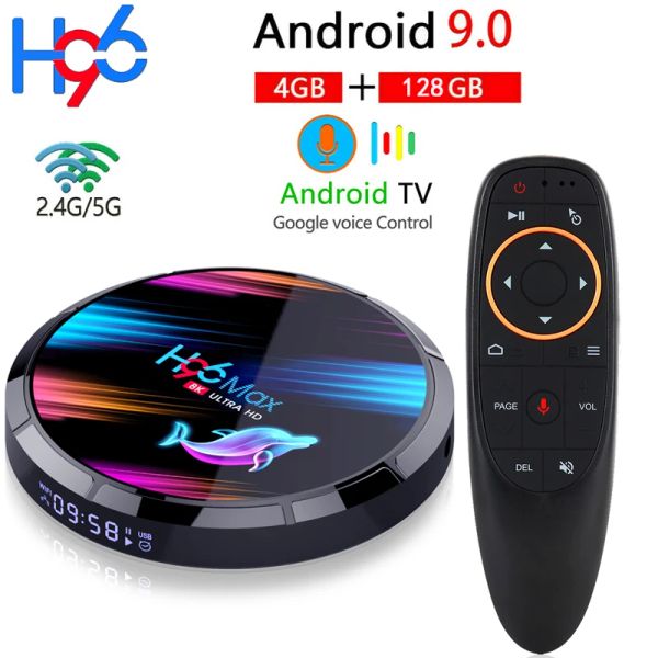 Caixa H96 Max X3 Android 9.0 Caixa de TV inteligente 8k 4GB 64GB 128GB 2.4G 5G WiFi BT YouTube Player Andriod TV TV Top Box PK x96 Max