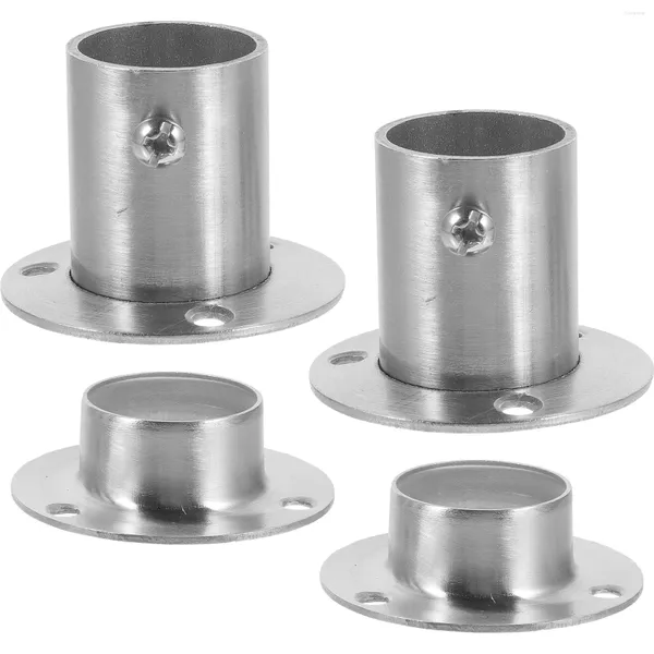 Duschvorhänge 4PCS Edelstahlstahlstangenhöhlen Flanschstangenhalter Schrankklammern