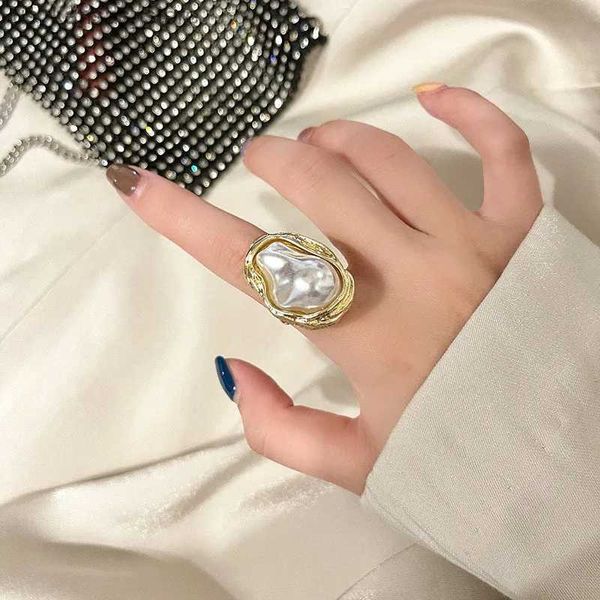 Anelli a grappolo Nuovo Dichiarazione dell'anello perle vintage Forma Anello regolabile oro per donne 2023 Accessori per feste di gioielleria coreana240408