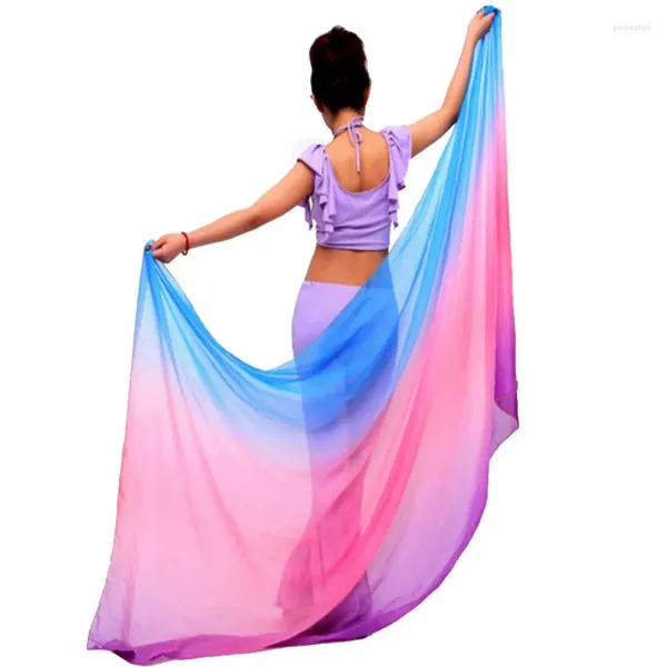 STEGN Wear Women Simulação Silk Belly Dance Véils dançando lenços de mão gradual colorido lenço de quadril