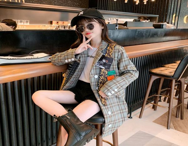 Big Girls Plaid Long Trench Coat Kinder gedrucktes Band Revers Double Breasted Outwear England Stil Kinder Gitterkleidung Q15938474729