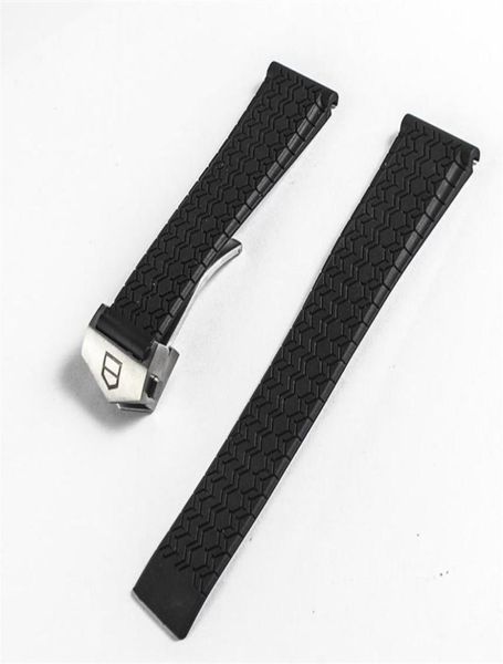 Schauen Sie Band Watch Bands 22mm Uhrenbands Black Diving Silicon Gummi -Uhrenband -Gurt Black Watchbänder für Tag281d8207586