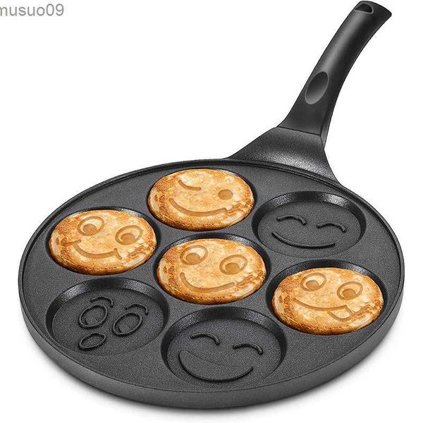 Pans lmetjma lächelnde Gesichtspfannkuchenplatte 100% Non -Stick Grid Pancake Making Machine mit 7 einzigartigen Gesichtern zum Frühstück Magie JT196L2403
