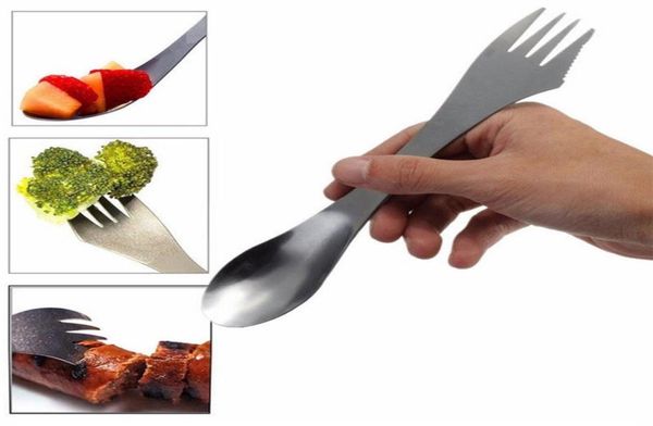 Bıçak çatal kaşık 3 arada 1 sofra takımı spork paslanmaz çelik kaplama mutfak açık piknik çatal bıçak takımı scoopKnifefork set8724080