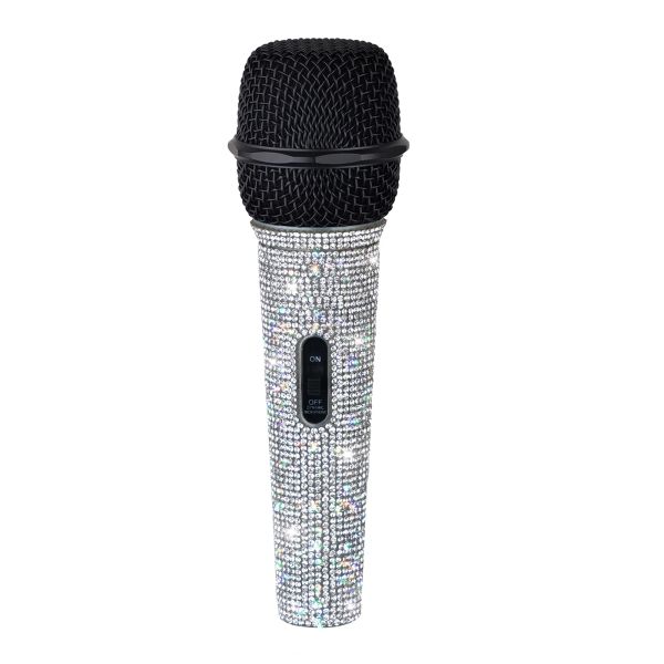 Microfones Microfones dinâmicos de metal com fio Heikuding com efeito de diamante para canto de karaokê sem cabo