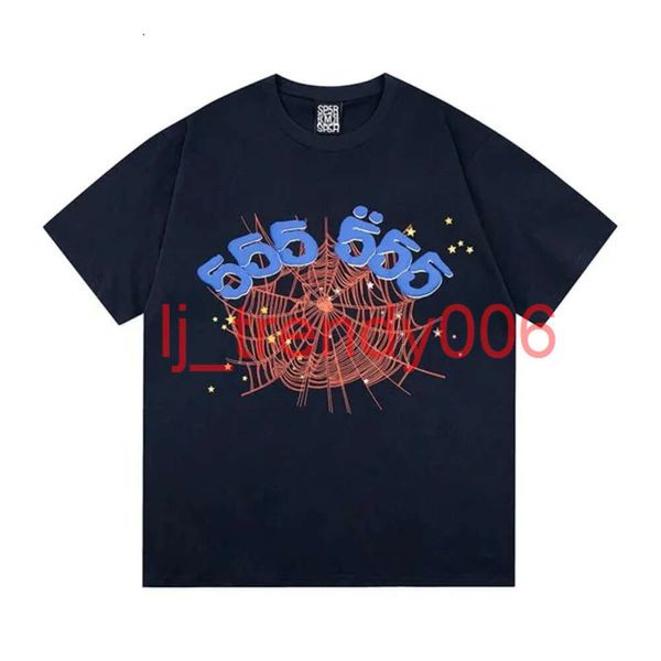 Tasarımcı Erkekler Tişört Pembe Genç Thug Sp5der 555555 Mans Kadın Kalite Köpük Moda Baskı Sokak Giysileri Baskı Örümcek Web Desen Tshirt Y2K Üst Tees St