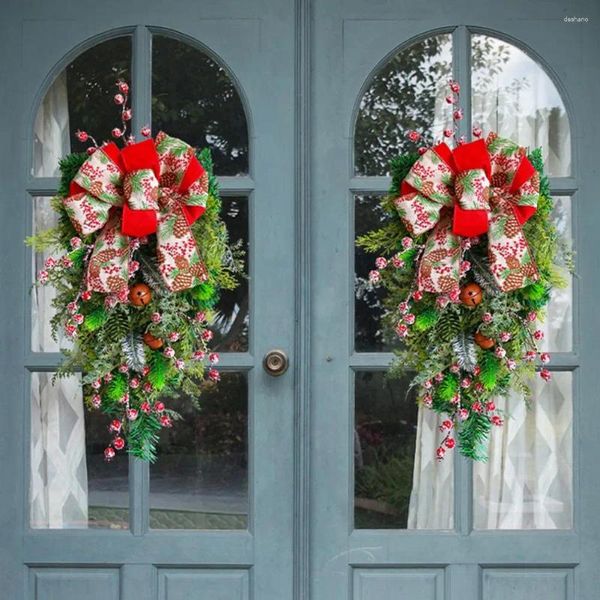 Fiori decorativi ghirlanda natalizia con portata a campana porta anteriore appesa ornamento classico colore classico accessori per feste di Natale fatti a mano Casa