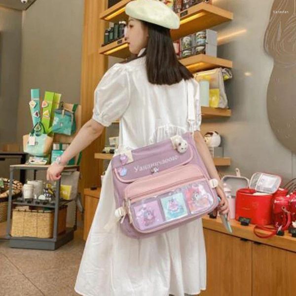 Sagni di spalle Donne Nylon Kawaii Borse in cartone Messenger Crossbody Femmina 2024 Shopper Borse Shopper Borse School Bag