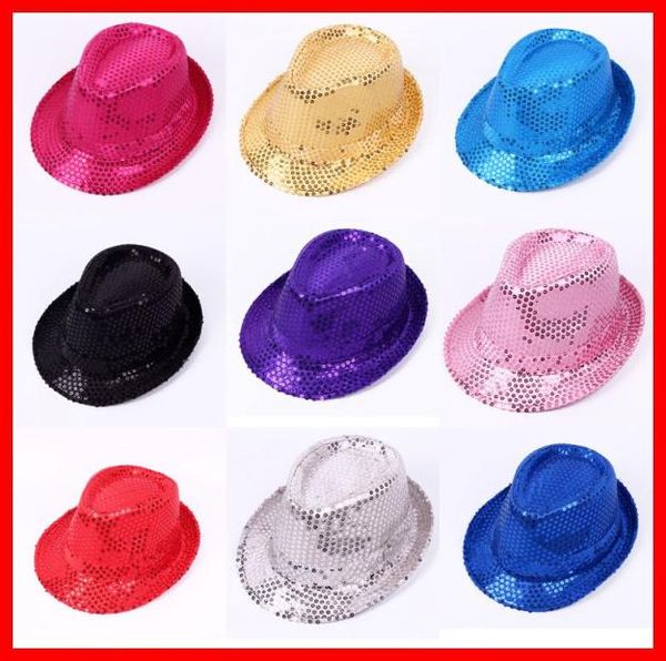 Varejo 9Colors Baby Lante -lantenfono Show de jazz Capas de peixe crianças Bling bling fedora Cap meninos meninas chapéus de beisebol crianças B3195217