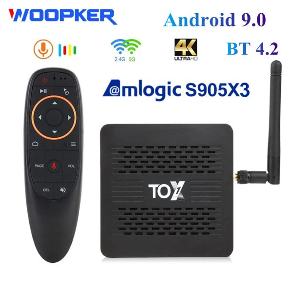 Box Woopker Tox1 Smart TV Box Android 9.0 4GB 32GB Amlogic S905X3 4K Media Player WiFi 1000M Поддержка Dolby Atmos Audio Set Top Box