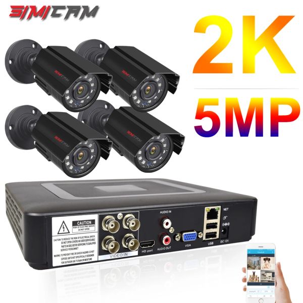 Sistema 5MP 4CH Sistema de câmeras de segurança CCTV DVR Kit AHD Metal Bullet Night Vision Night impermeável à prova de poeira Conjunto de vídeo Gravação de vídeo