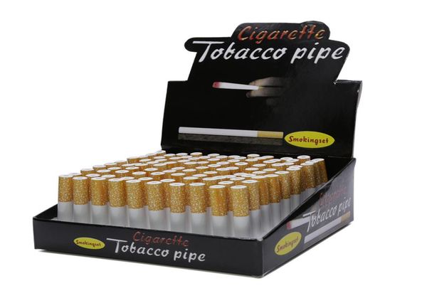 Tek kullanımlık borular keskin taşı sigara boruları tütün sigara şekli metal alüminyum alaşımı 5578mm uzunluk 100pcbox 8mm çapında yarasa 2183044