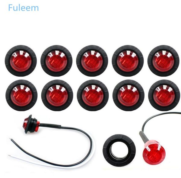 FULEEM 10pcs Mini 12V Amber Red White 34 pollici Copertura Lide LED LED Buller Bullet Parking Light per il rimorchio Truck Bus9095625