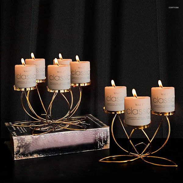 Mum Tutucular Nordic Style Demir Kaplama Lotus Şamdan Romantik Akşam Yemeği Masaları Prop Dekorasyon Yaratıcı Altın Tutucu Retro
